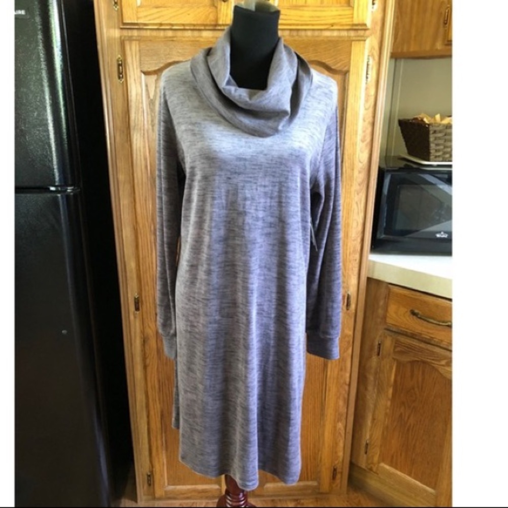 The Limited Grey/Purple Velour Cowl Neck Dress